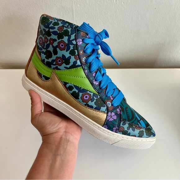 Coach Pointed Toe Floral Hightop Sneakers Size 7 - Picture 4 of 13